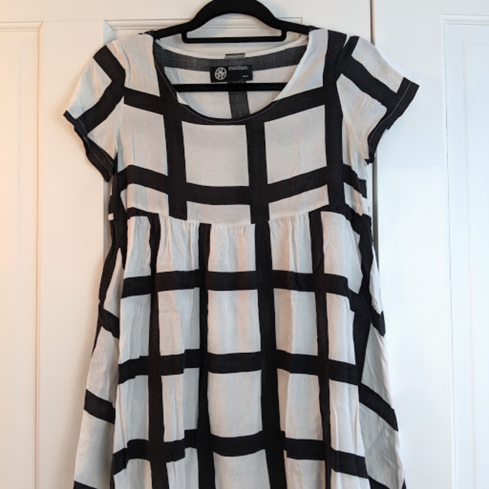 American Apparel Grid Print Babydoll Dress